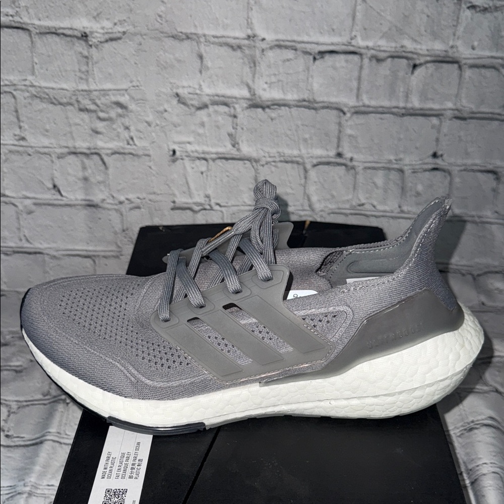 Adidas Ultraboost 21 Running Shoes - Gray and White